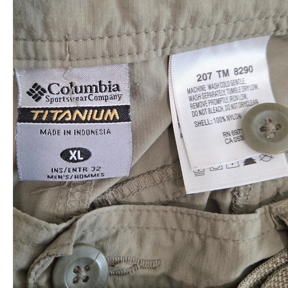 Columbia Mens Tan Convertible Cargo‎ Pants XL 38 Titanium Hiking Outdoor Fishing
